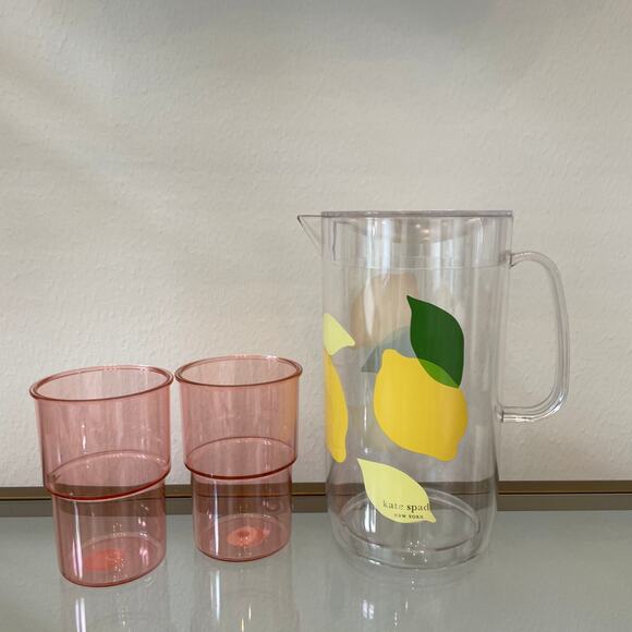 Kate Spade New York Nesting Pitcher Set with Water Pitcher & 2 Reusable Cups NEW - Picture 4 of 16